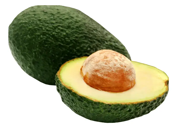 1.5 avocados on white background