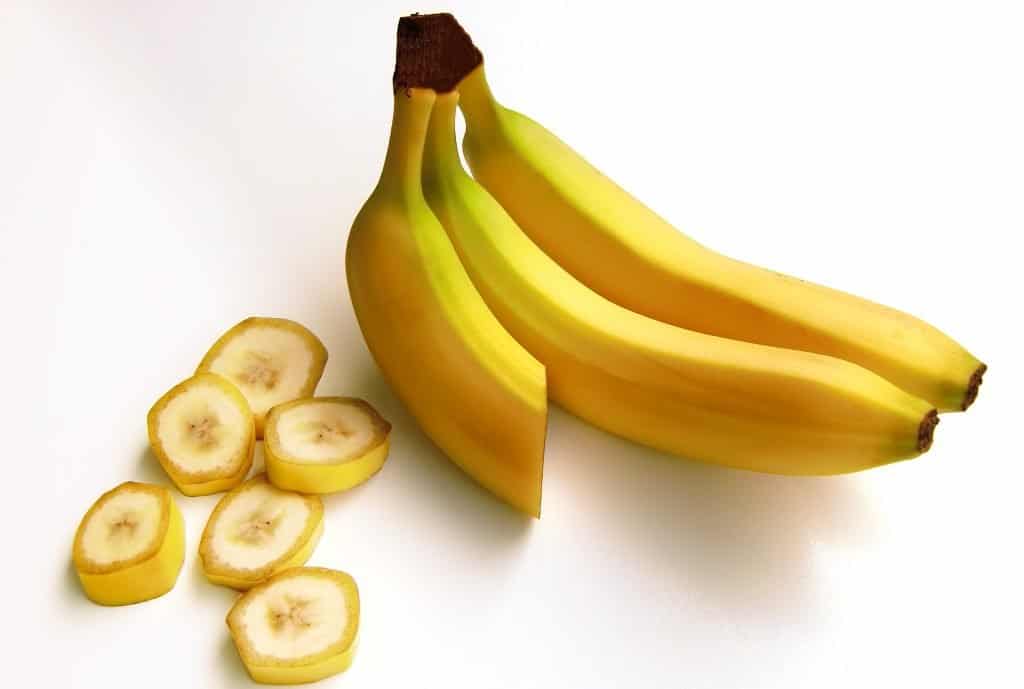 3 Yellow Banana Fruits on white background
