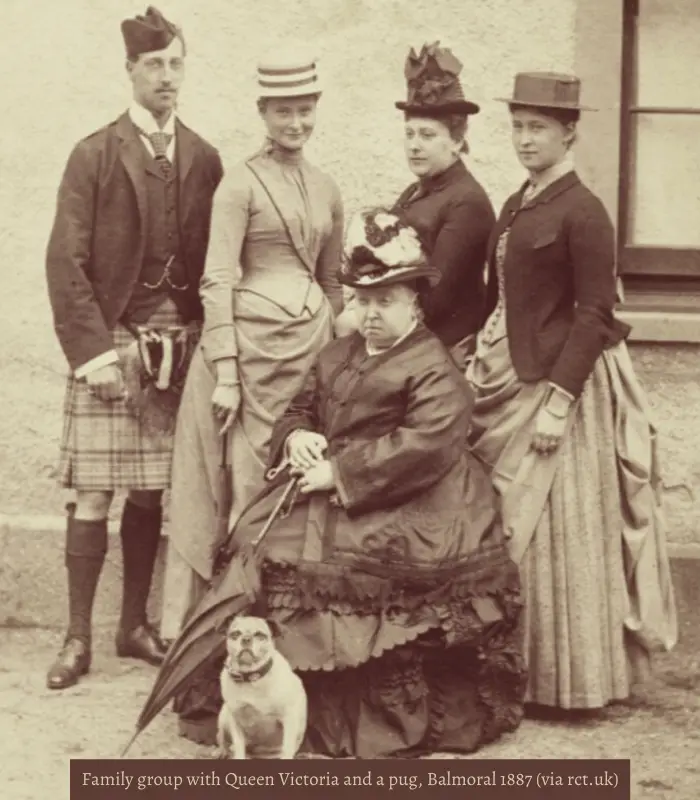 Family group with Queen Victoria and a pug, Balmoral 1887