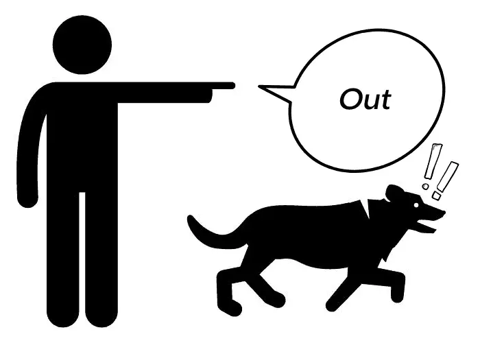 "Out" dog command illustration