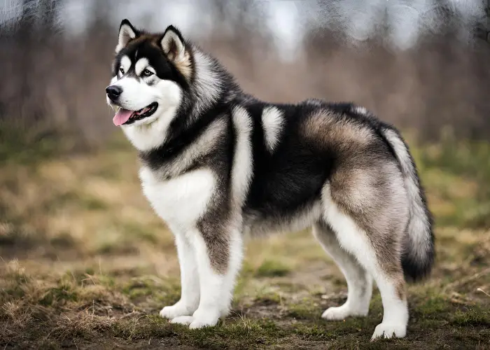 alaskan malamute in the forest