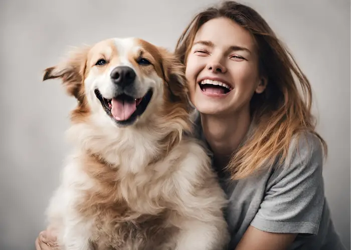 dog and its happy female owner