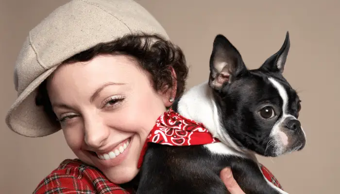 french bulldog and owner close up photo