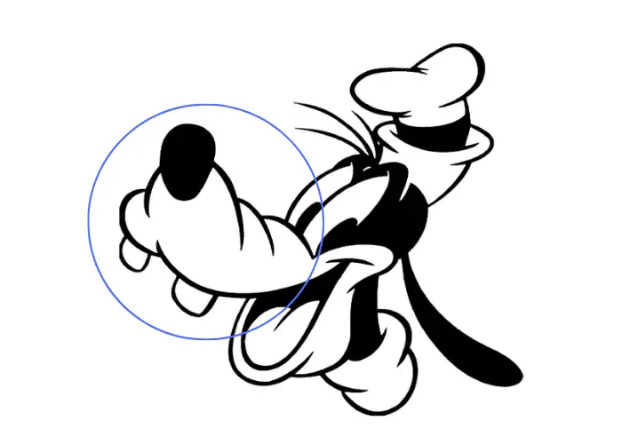 goofy's face with encircled muzzle