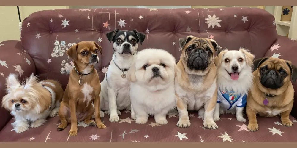 list all Quietest Small Dog Breeds on the couch