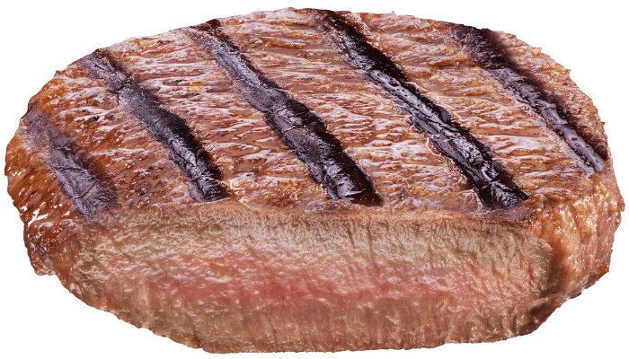 medium steak photo on white background