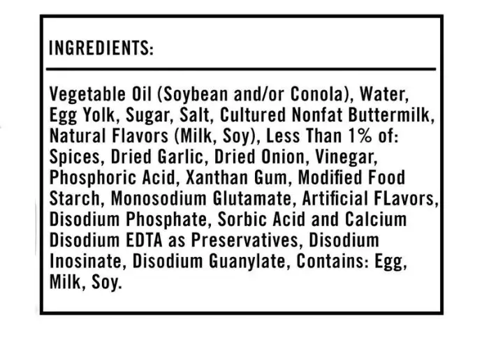 ranch dressing ingredients