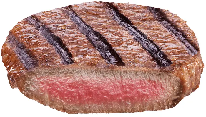 rare steak photo on white background