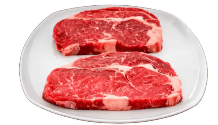 raw steak photo on white background