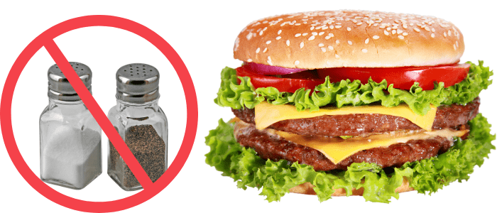 salt and pepper not allowed in a cheeseburger image