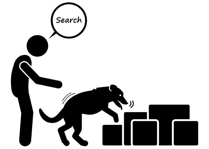 "search" dog commands illustration