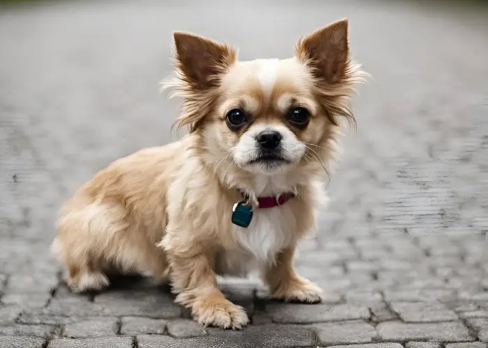 shih tzu chihuahua mixed dog breed on a cemented ground