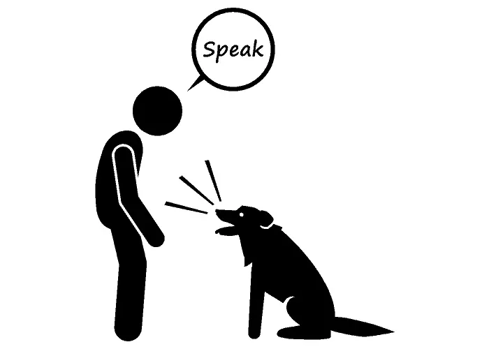 "speak" dog commands illustration