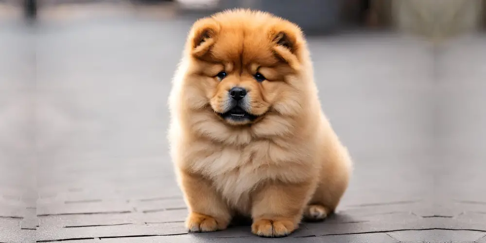 teacup chow chow on a cemented ground