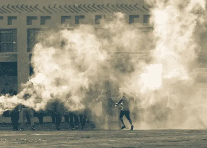  tear gas exploded during a riot