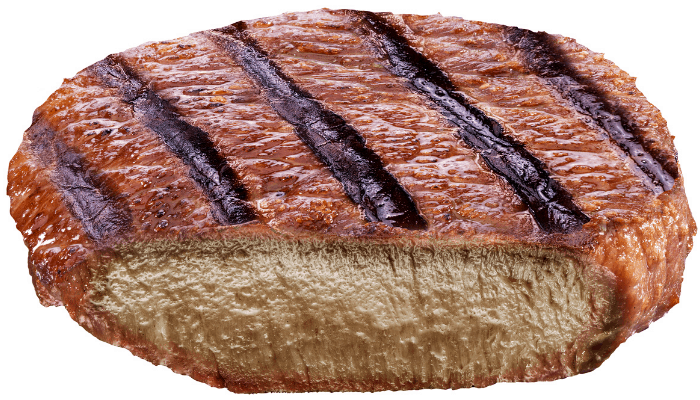 well-done steak photo on white background